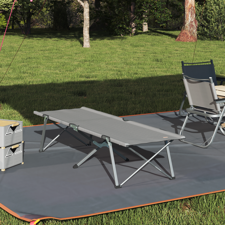 Foldende Camping Seng Grå 194 x 62,5 x 42,5 cm Oxford og Stål