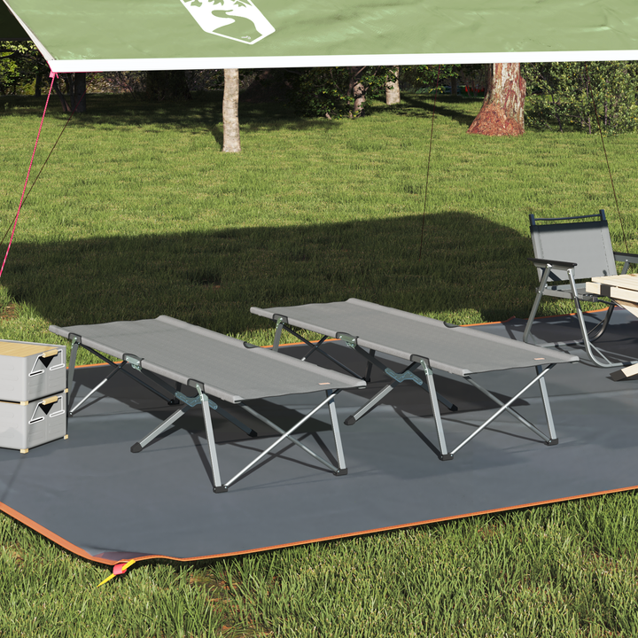 Foldende Camping Seng 2 pcs Grå 194 x 62,5 x 42,5 cm