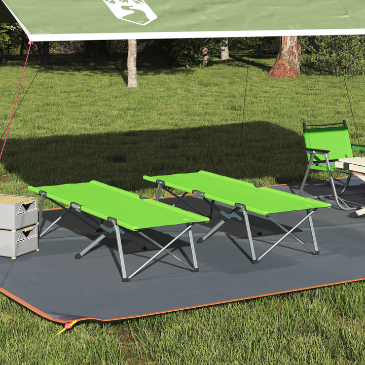 Foldende Camping Seng 2 pcs Grøn 194 x 62,5 x 42,5 cm