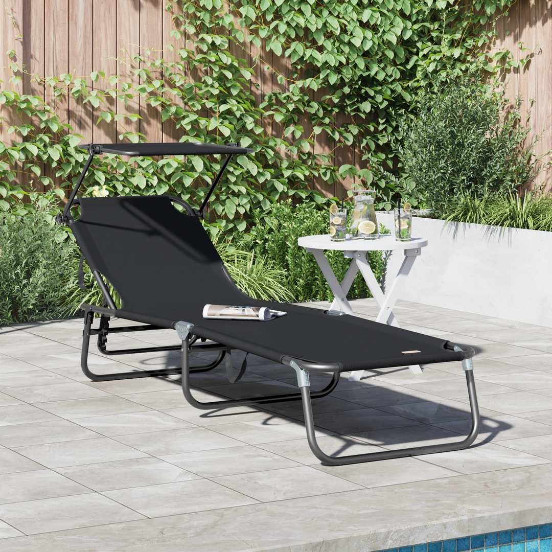 Foldestol Sort 190 x 57 x 81 cm oxford
