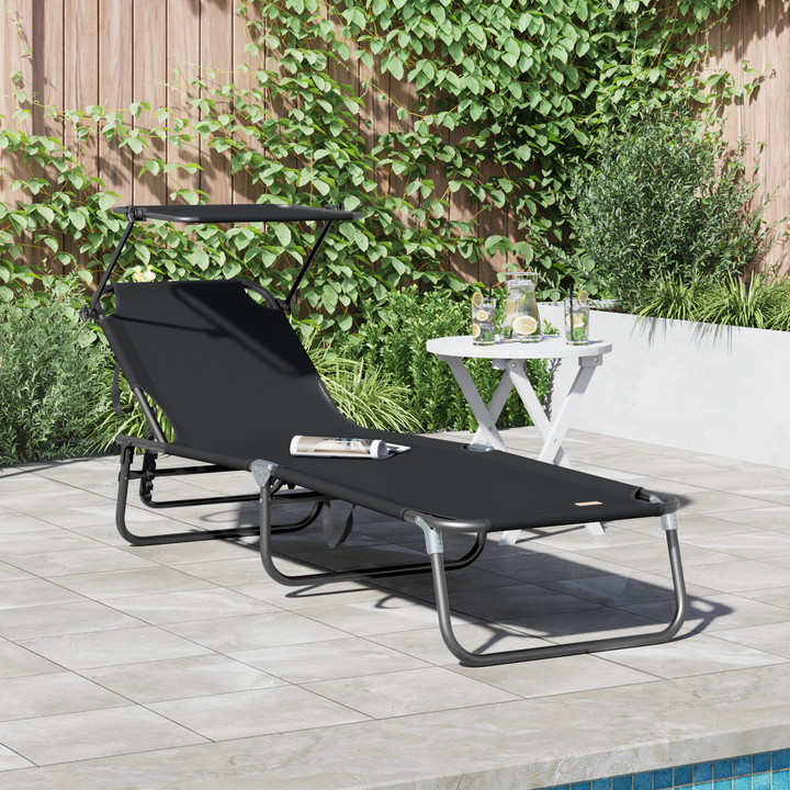Foldestol Sort 190 x 57 x 81 cm oxford