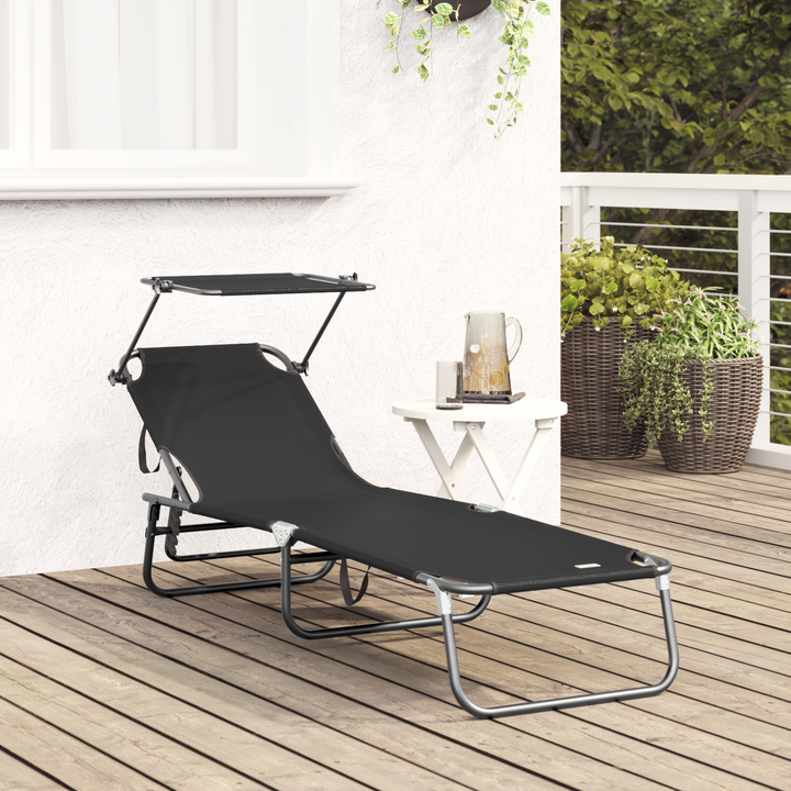 Foldestol Sort 190 x 57 x 81 cm oxford