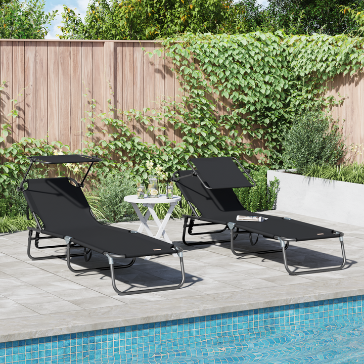 Foldestol 2 pcs Sort 190 x 57 x 81 cm oxford