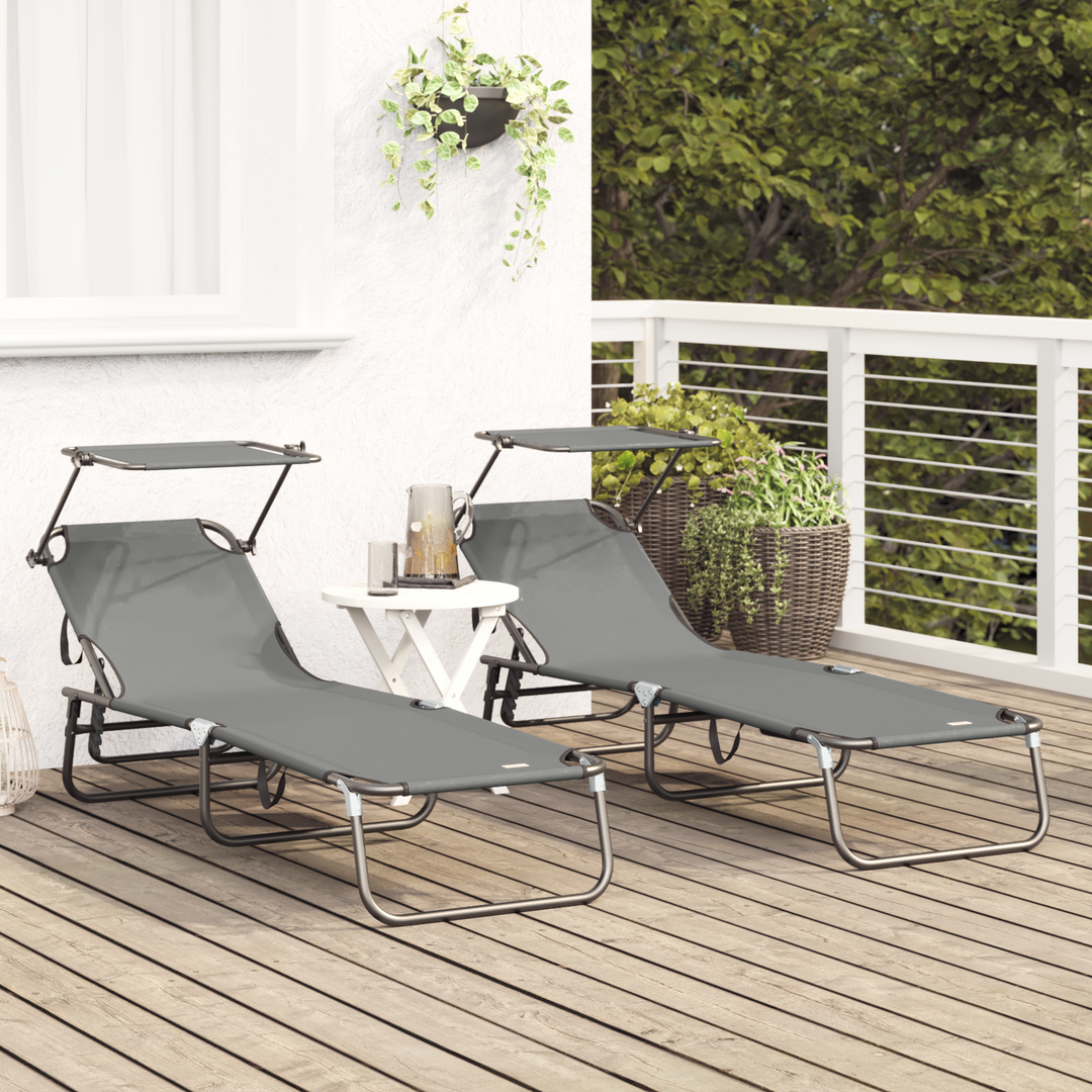 Foldestol 2 pcs Grå 190 x 57 x 81 cm oxford