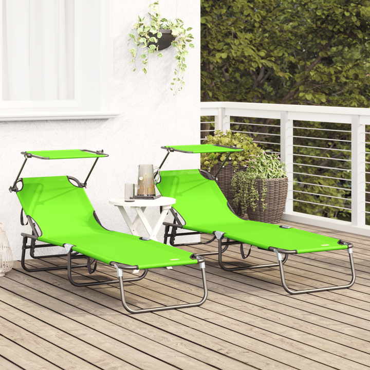 Foldestol 2 pcs Grøn 190 x 57 x 81 cm oxford