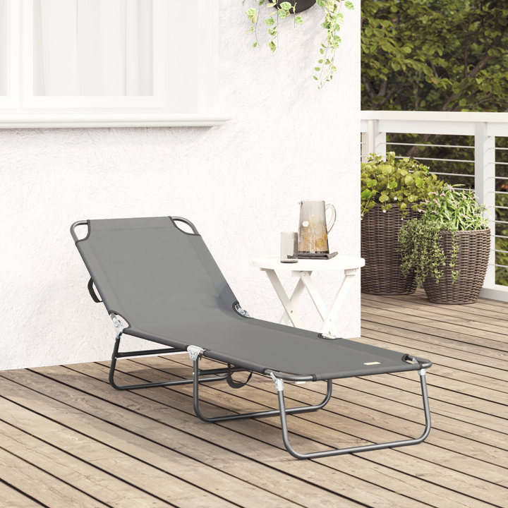 Foldestol Grå 188 x 57 x 86,5 cm Polyester