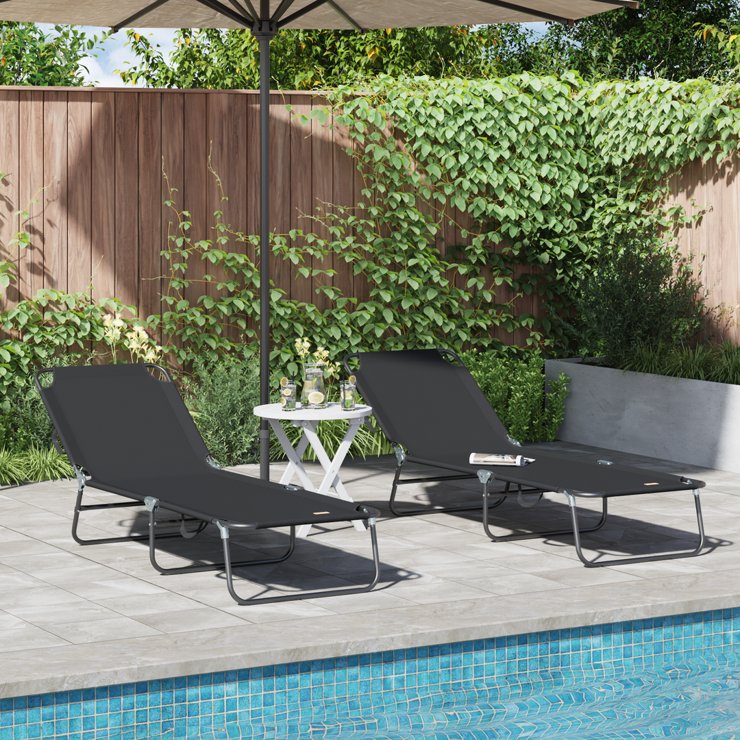Foldestol 2 pcs Sort 188 x 57 x 86,5 cm Polyester