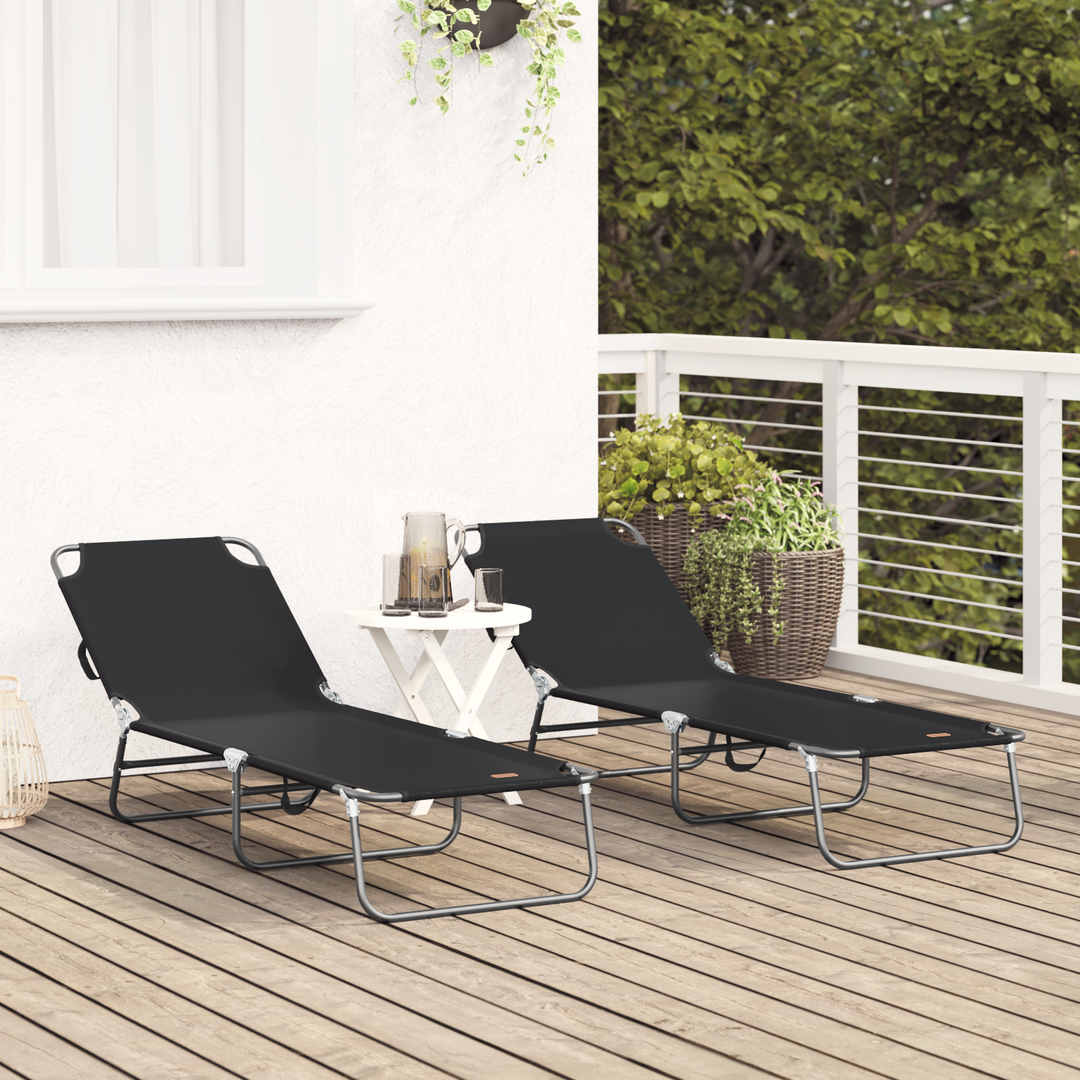 Foldestol 2 pcs Sort 188 x 57 x 86,5 cm Polyester