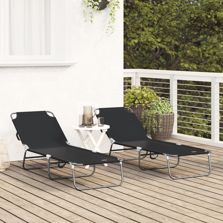 Foldestol 2 pcs Sort 188 x 57 x 86,5 cm Polyester