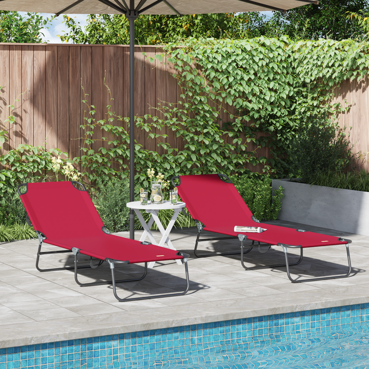 Foldestol 2 pcs Rød 188 x 57 x 86,5 cm Polyester