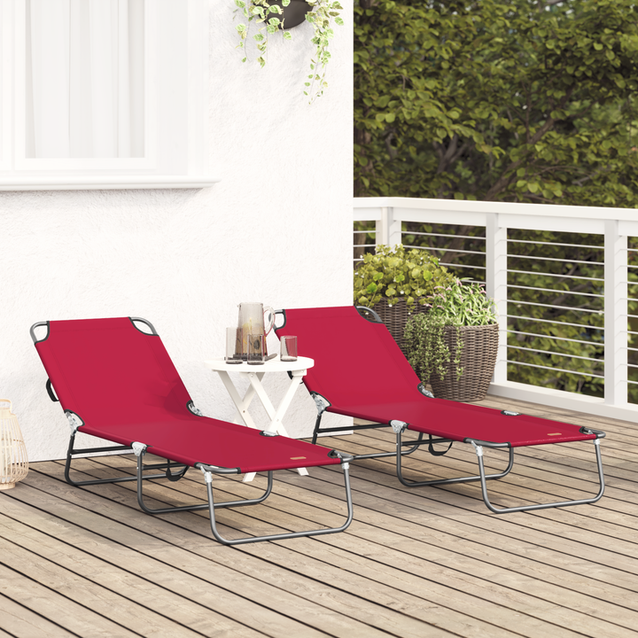 Foldestol 2 pcs Rød 188 x 57 x 86,5 cm Polyester