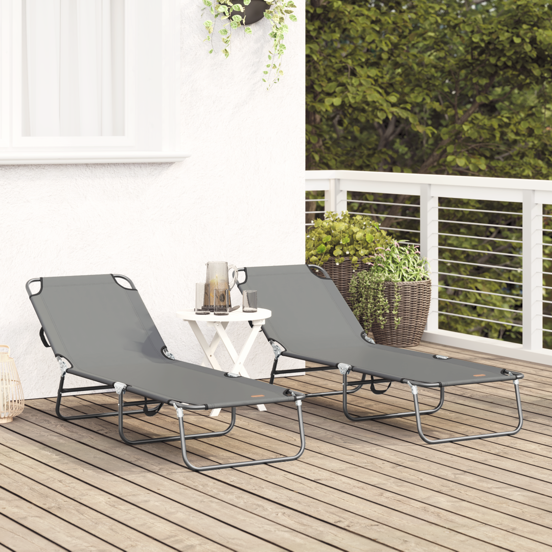 Foldestol 2 pcs Grå 188 x 57 x 86,5 cm Polyester
