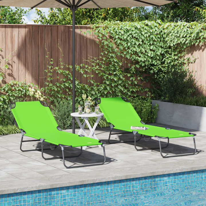 Foldestol 2 pcs Grøn 188 x 57 x 86,5 cm Polyester