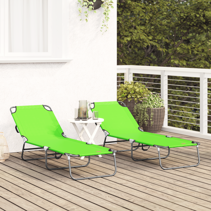 Foldestol 2 pcs Grøn 188 x 57 x 86,5 cm Polyester