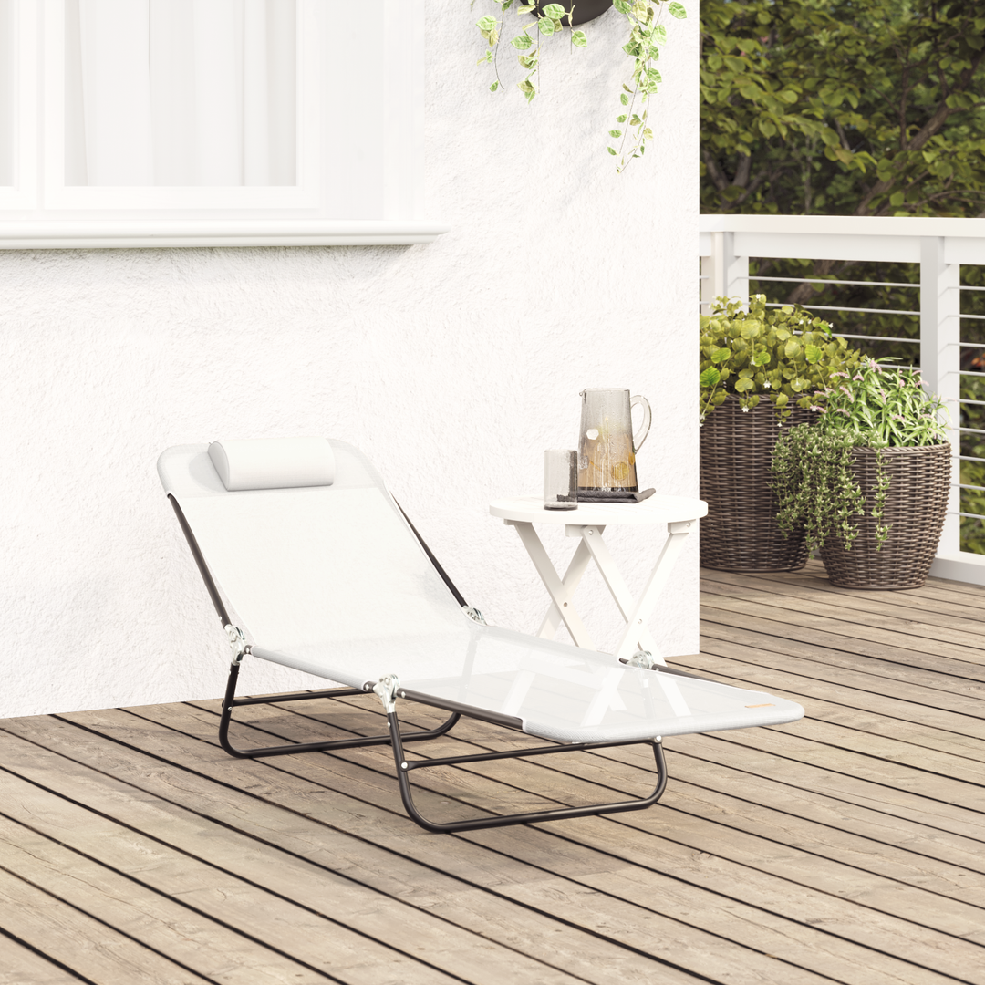 Foldestol Creme 182 x 55 x 85,5 cm Textilene