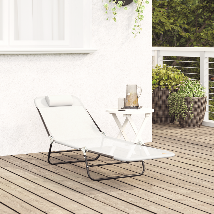 Foldestol Creme 182 x 55 x 85,5 cm Textilene
