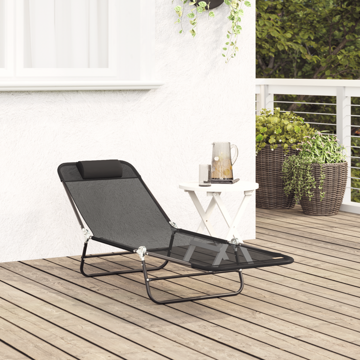 Foldestol Sort 182 x 55 x 85,5 cm Textilene