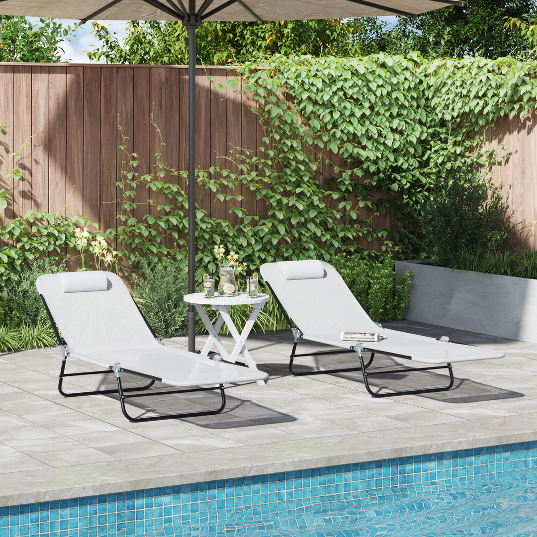 Foldestol 2 pcs Creme 182 x 55 x 85,5 cm Textilene