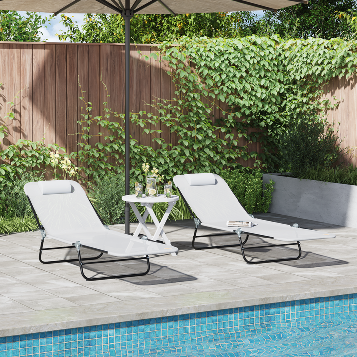 Foldestol 2 pcs Creme 182 x 55 x 85,5 cm Textilene