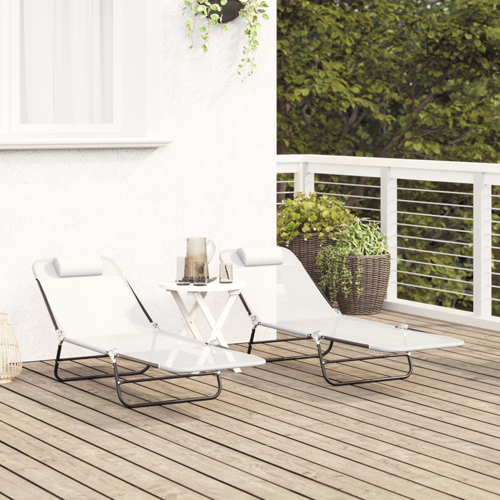 Foldestol 2 pcs Creme 182 x 55 x 85,5 cm Textilene