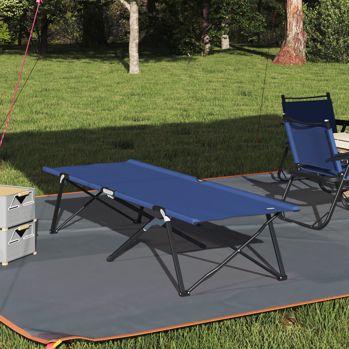 Foldende Camping Seng Blå 206 x 76 x 74 cm Oxford og Stål