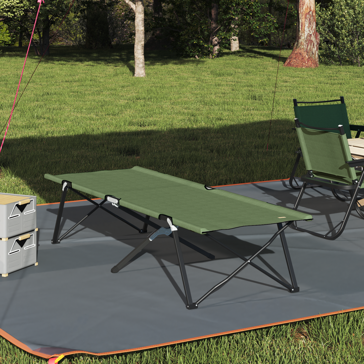 Foldende Camping Seng Grøn 206 x 76 x 74 cm Oxford og Stål