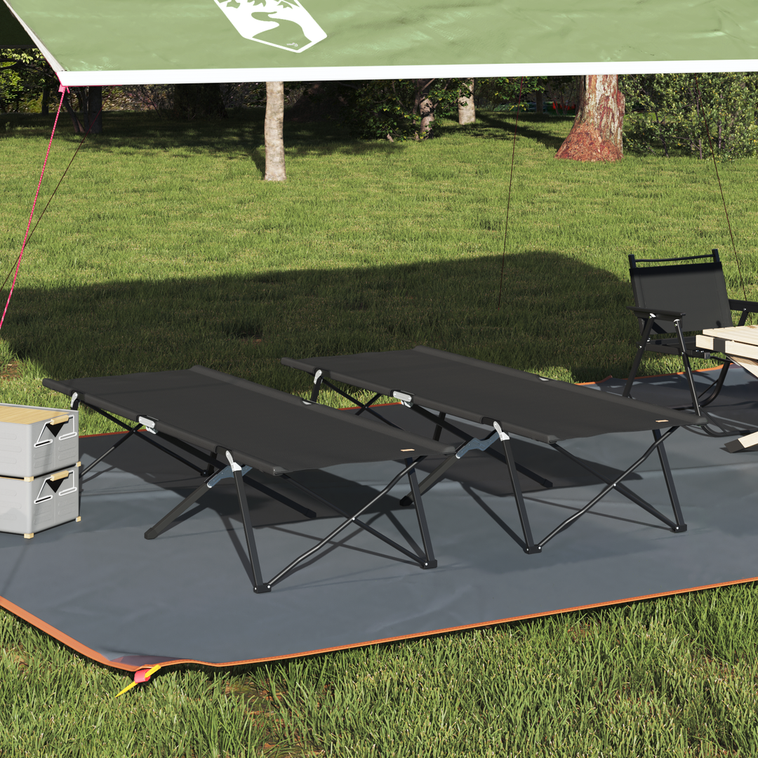 Foldende Camping Seng 2 pcs Sort 206 x 76 x 74 cm