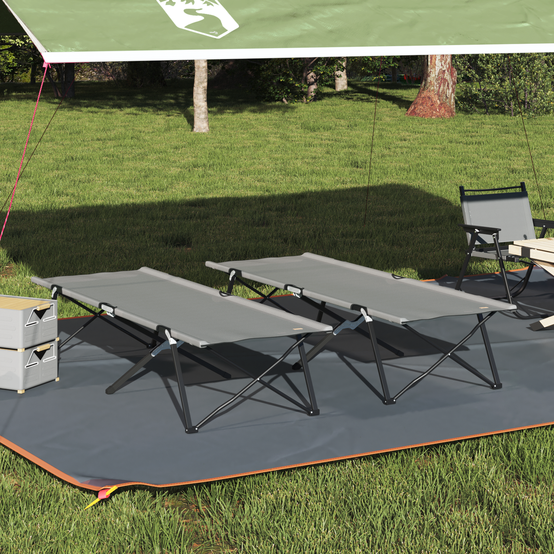 Foldende Camping Seng 2 pcs Grå 206 x 76 x 74 cm Oxford og Stål