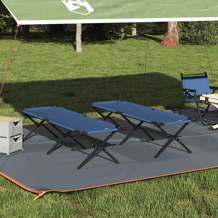 Foldende Camping Seng 2 pcs Blå 193 x 69 x 45 cm Oxford stof