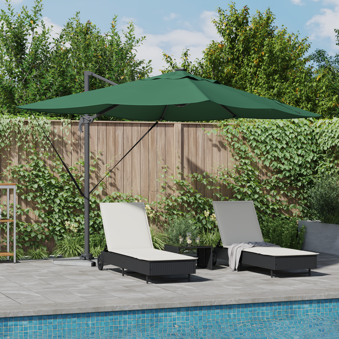 Parasol med lås Grøn 352 x 251 x 265 cm Polyester og Aluminium
