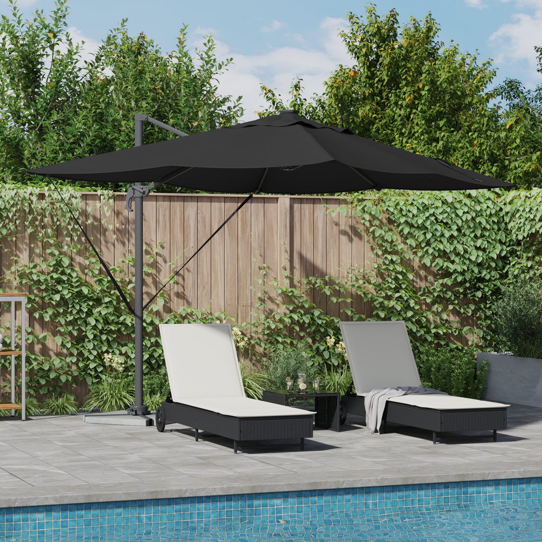 Parasol med lås Sort 352 x 251 x 265 cm Polyester og Aluminium