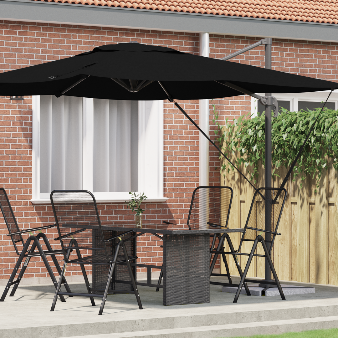 Roma Parasol Sort 286 x 284 x 265 cm Aluminium og Polyester