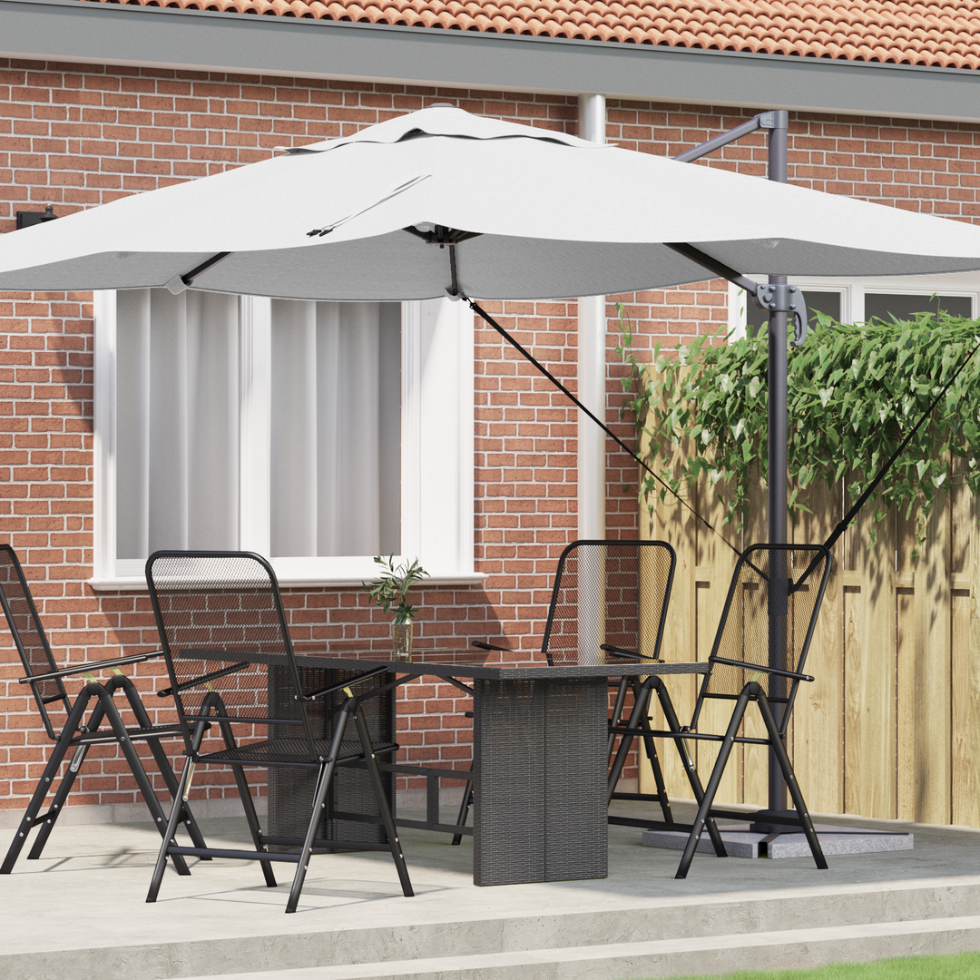 Parasol Sandfarvet 351 x 250 x 260 cm Polyester og Aluminium