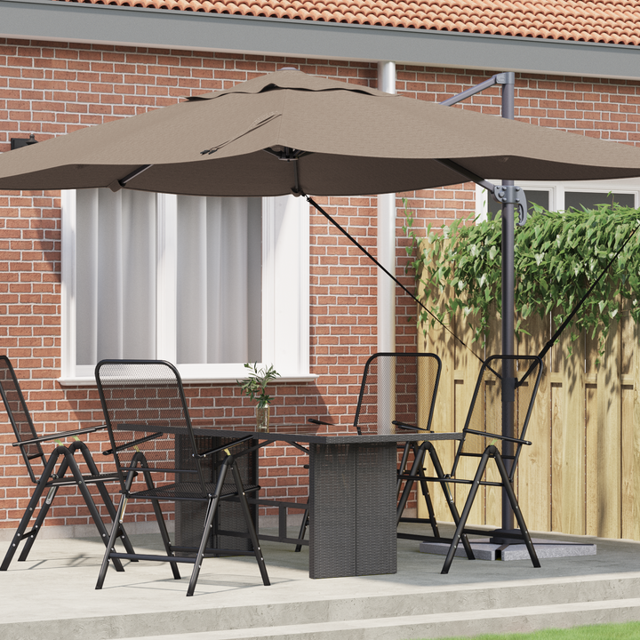 Parasol Gråbrun 351 x 250 x 260 cm Polyester og Aluminium