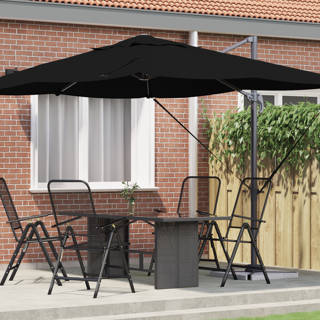 Parasol Sort 351 x 250 x 260 cm Polyester og Aluminium