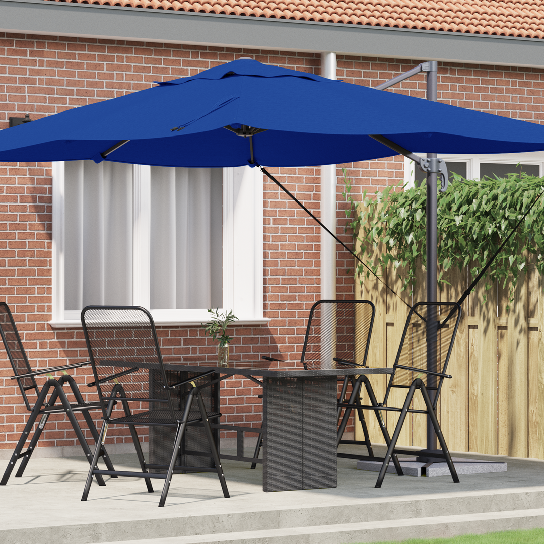 Parasol 351 x 250 x 260 cm Polyester og Aluminium Azurblå