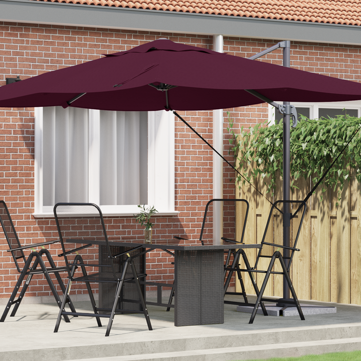 Parasol Bordeaux Rød 351 x 250 x 260 cm Polyester og Aluminium