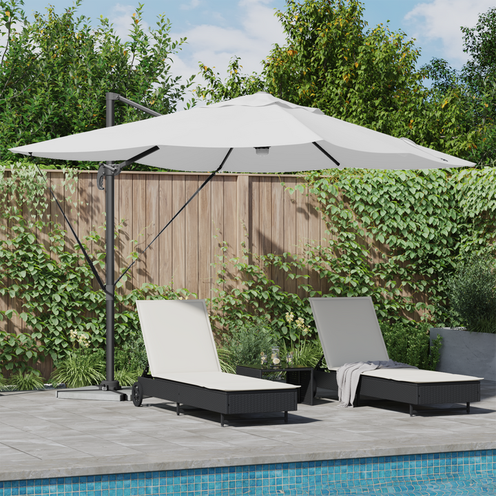 Parasol Sandfarvet 351 x 250 x 253 cm Polyester og Aluminium