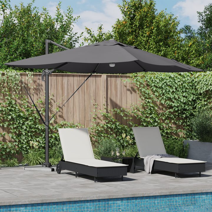 Parasol Antracit 351 x 250 x 253 cm Polyester og Aluminium