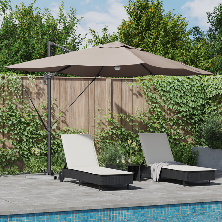 Parasol Gråbrun 351 x 250 x 253 cm Polyester og Aluminium