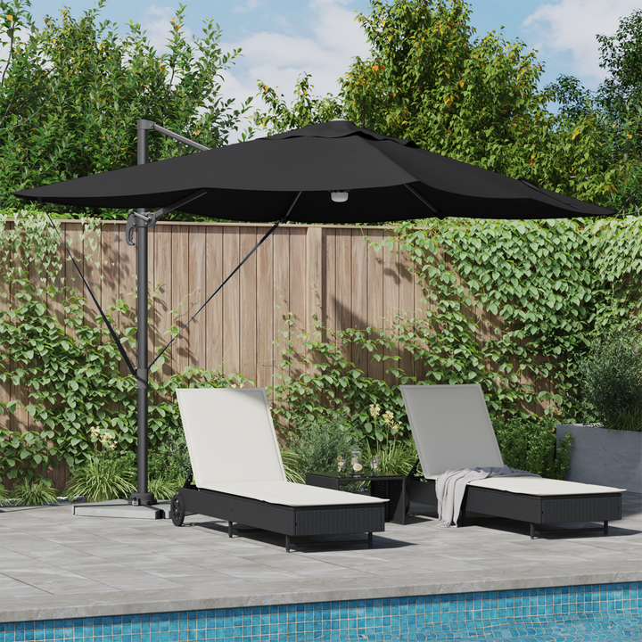 Parasol Sort 351 x 250 x 253 cm Polyester og Aluminium
