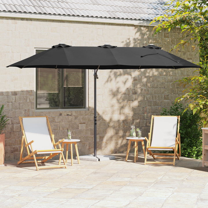 Parasol Sort 372 x 198 x 243 cm Polyester og Aluminium