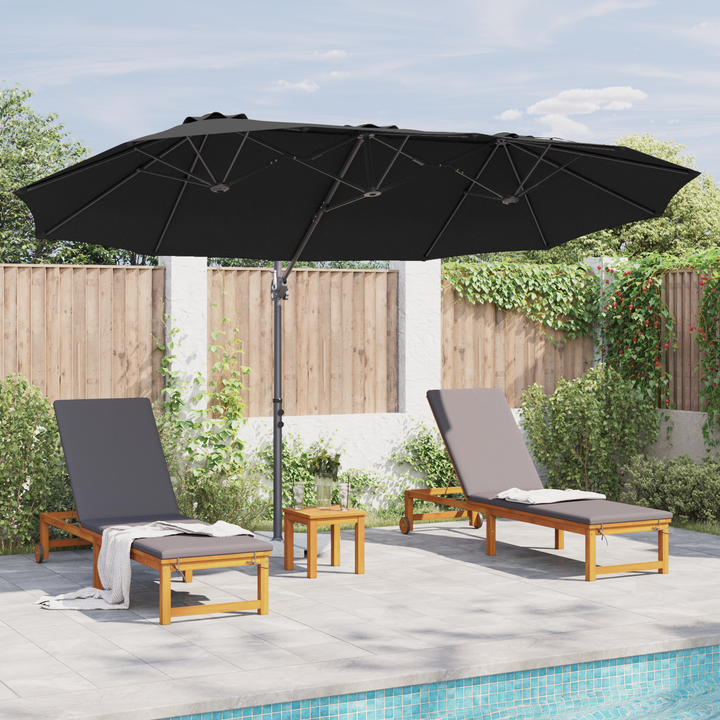Parasol Sort 372 x 198 x 243 cm Polyester og Aluminium