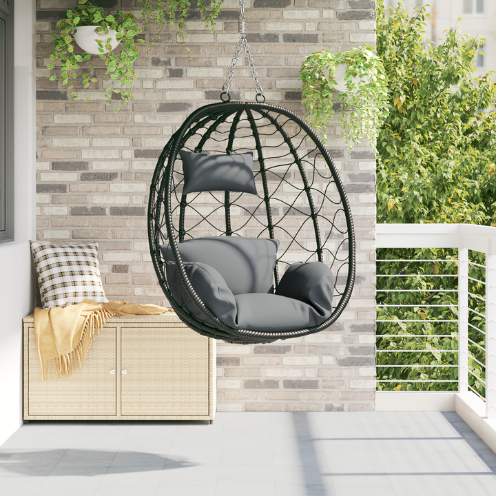 Hængende æggestol Antracit 91,5 x 54,5 x 107 cm polyrattan