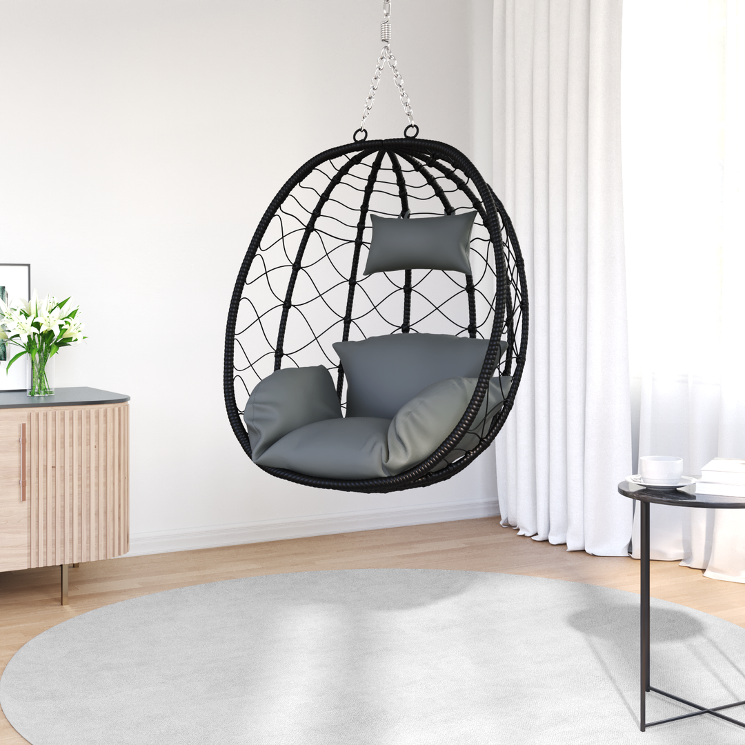 Hængende æggestol Antracit 91,5 x 54,5 x 107 cm polyrattan