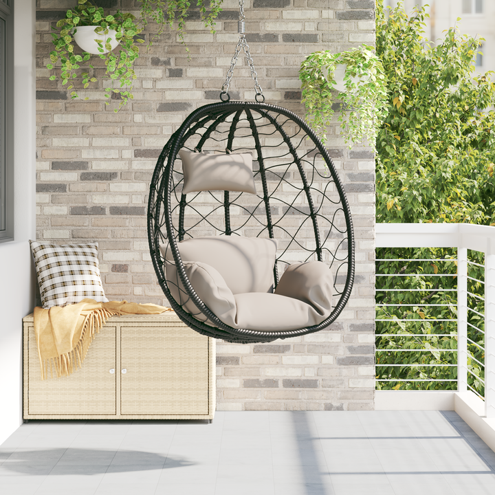 Hængende æggestol Gråbrun 91,5 x 54,5 x 107 cm polyrattan