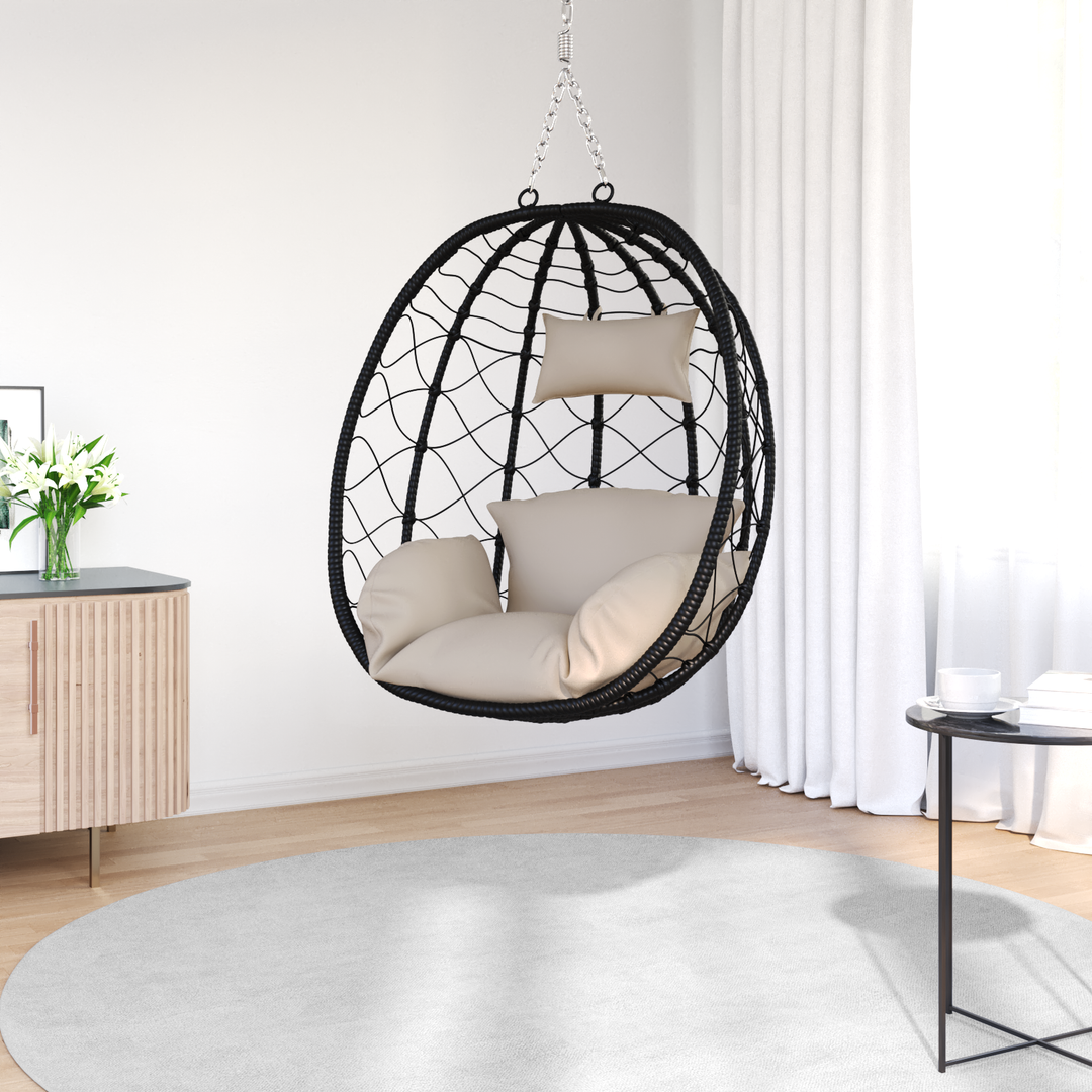 Hængende æggestol Gråbrun 91,5 x 54,5 x 107 cm polyrattan