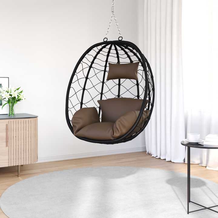 Hængende æggestol Brun 91,5 x 54,5 x 107 cm polyrattan