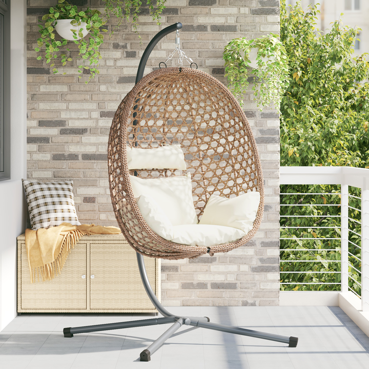 Hængende æggestol Lys fløde 104 x 100 x 191 cm polyrattan