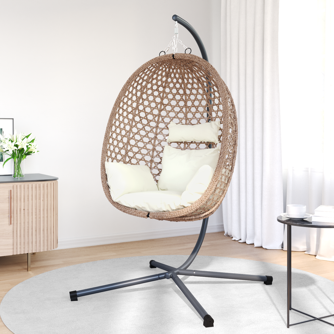 Hængende æggestol Lys fløde 104 x 100 x 191 cm polyrattan